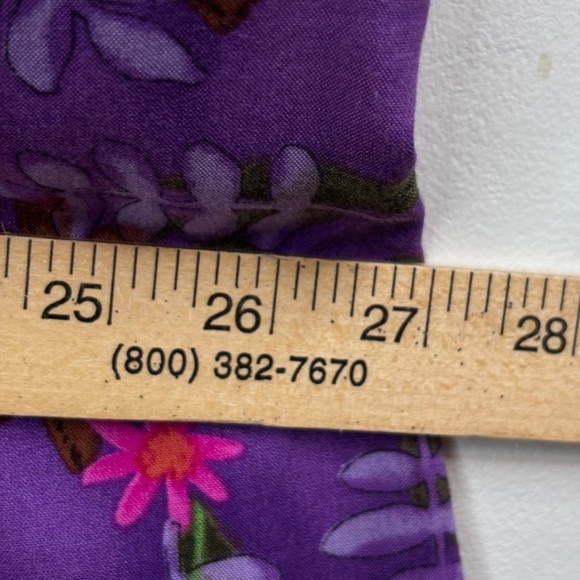 VTG 90s Impressions Maxi Dress M Purple Floral Collared Button Front Boho Retro - Picture 6 of 9